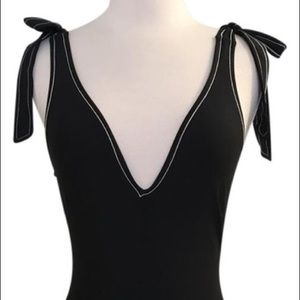 JCrew black shoulder tie one piece
